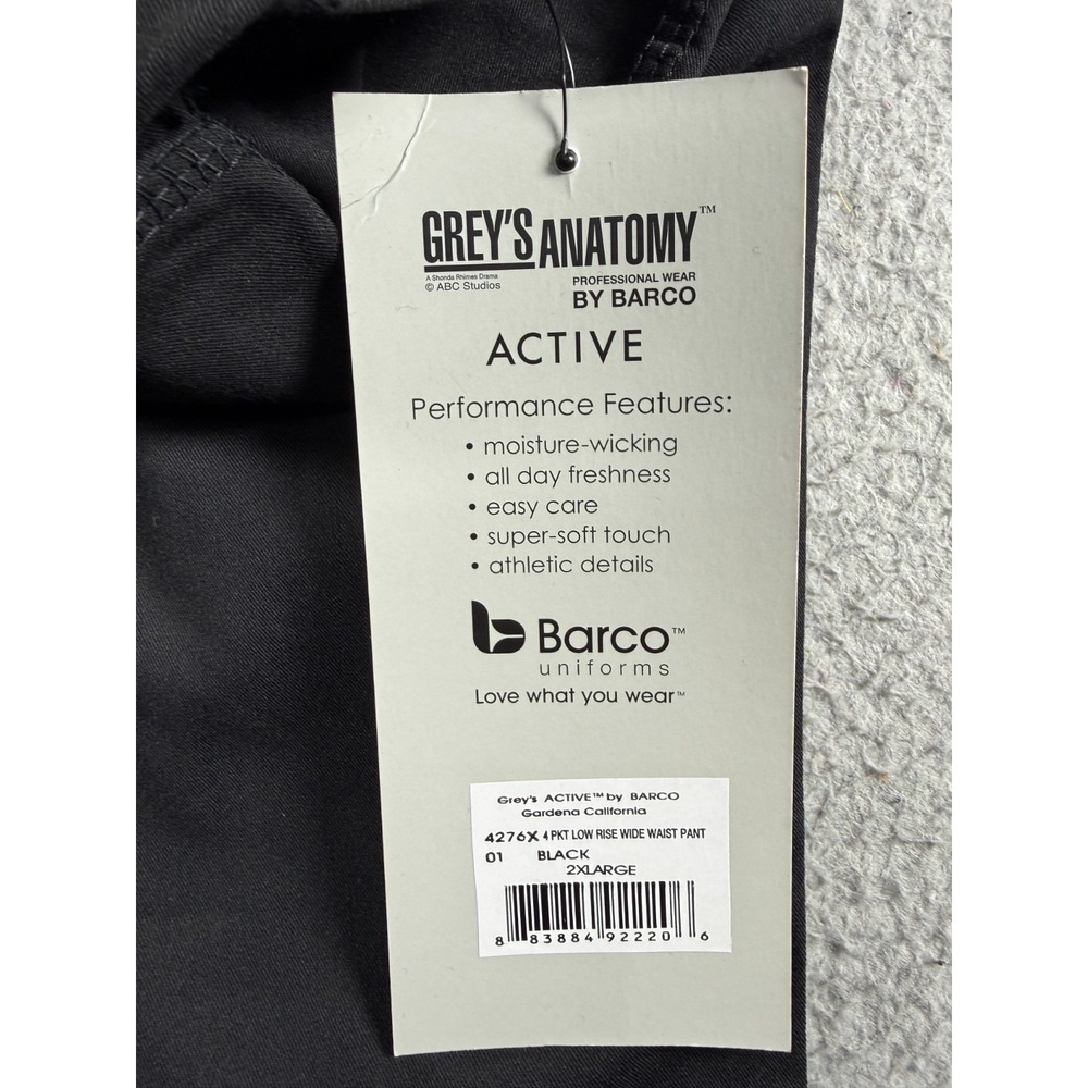 NEW Greys Anatomy By Barco Active Scrubs 4 Pocket Scrub Pants Black Size 2XL - Picture 8 of 8